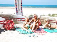 Topless chick Jessie C invited her sister for an outdoor party