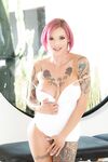 Punk girl Anna Bell Peaks takes off her black bra and panty combo