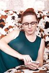 Geeky lady Elouise squeezes her juicy natural tits & displays her fuzzy snatch