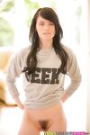 Smiley teen with hairy gash Heather Night slowly uncovering her slippy curves