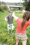 Long legged sexy teen in short dress fucking hardcore outdoors & for cumshot