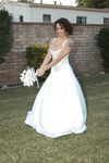 Latina bride Renae Cruz hikes her wedding dress to masturbate on the lawn