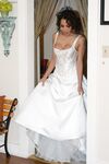 Latina bride Renae Cruz hikes her wedding dress to masturbate on the lawn