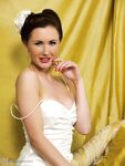 British pinup model strips to her granny panties and nylons