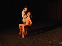 Naked female sub crucified outdoors & brought inside for suspension & whipping