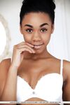 Ebony glamour babe in stockings and garters unveiling tiny teen boobs