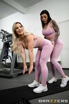 Busty pornstars Karma Rx & Amber Jade enjoy a hot scissoring after a workout