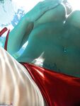 Amateur mom Nikki Sims playing with her covered up boobs in swimming pool