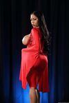 Ebony socialite Moriah Mills teasing with her sexy fake tits & curvaceous body