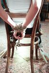 Tied and gagged female has her big tits and erect nipples exposed for her