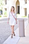 Blonde Lauren strips her dress & teases with her ass with tan lines in public