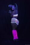 Glowing brunette Jada Stevens flaunts her sexy bubble butt under black light