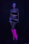 Glowing brunette Jada Stevens flaunts her sexy bubble butt under black light