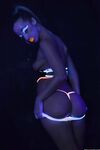 Glowing brunette Jada Stevens flaunts her sexy bubble butt under black light