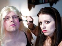 Amateur femdom action with Larissa Gold pegging sissy boy with strapon cock