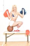 Young looking blonde cheerleader Piper Perri gets naked next to a BB player