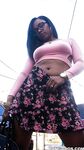 Busty ebony chick Porsha Carrera showing off her thong panties and phat ass