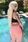 Tattooed blonde bombshell Brandi Bae teasing with her perfect big tits and ass