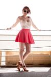 Stunning redhead Lilith Lust flashes her panties in daring Chinatown upskirt