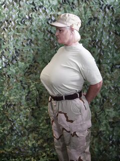 Hot military granny Lacey Starr shows her big tits & gets rammed by a soldier