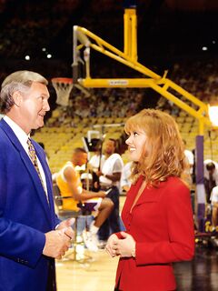 Lakers babe Jeanie Buss showing her hairy pussy and her natural tits