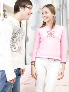 Young blonde girl in cute socks and pigtails is tricked into losing her cherry