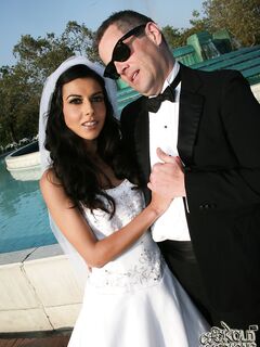 Cuckold bride Lou Charmelle fucks a black meat pole on the honeymoon