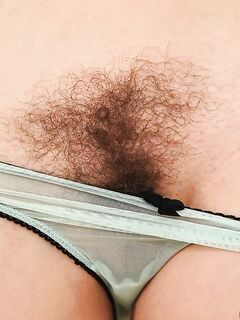 Busty female finishes off wild sex with a cumshot on her bush from a big dick
