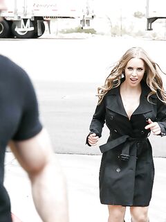 Pornstar Nicole Aniston banging cock on rooftop in black boots