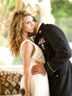 Army wife Anya Olsen welcomes hubby home with a hot blowjob & doggystyle fuck