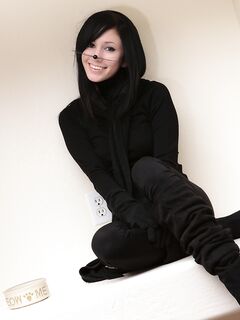 Charming dark haired kitty in solo kinky striptease action